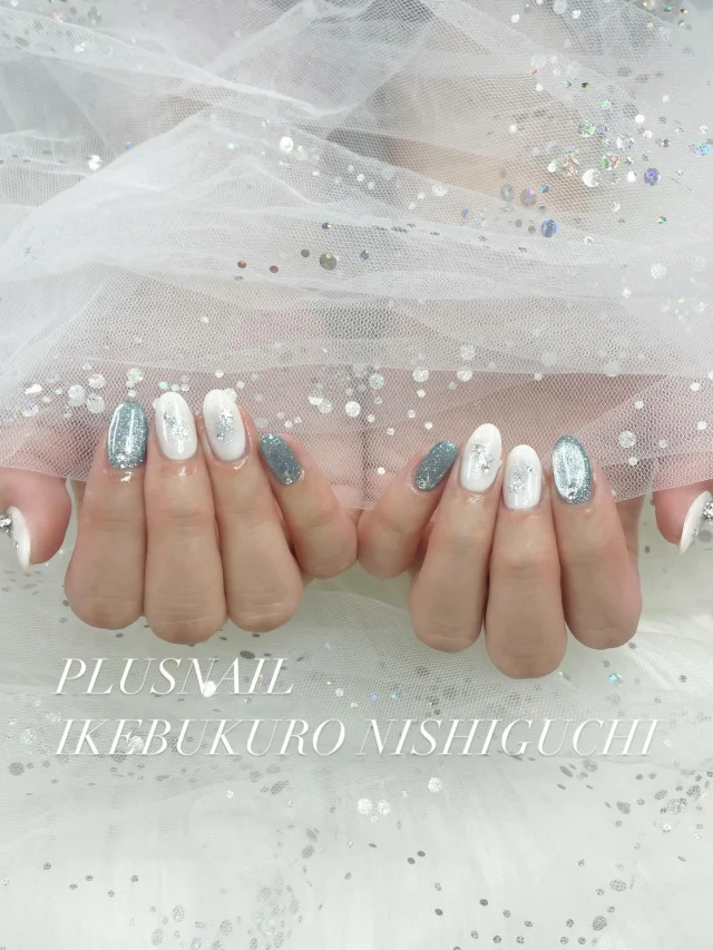 .

.⋆𝜗𝜚 ┈┈┈ ⋯ ┈┈┈ 𝜗𝜚 ┈┈┈ ⋯ ┈┈┈𝜗𝜚.⋆

🤍ホワイト×ブルー🩵で冬感ネイル🫶✨✨✨

.⋆𝜗𝜚 ┈┈┈ ⋯ ┈┈┈ 𝜗𝜚 ┈┈┈ ⋯ ┈┈┈𝜗𝜚.⋆

【color】
#オリジナル 
097,TF010

【staff】
kudo

※インスタのデザインのご希望の方は（インスタデザイン希望）とご予約時に記載頂くかお電話の際はお伝えください
※お時間によってはご案内出来かねますのでよろしくお願い致します。
ご予約はプロフィールのURL またはお電話にて承っております♥

●池袋駅徒歩3分
#nail #nails #naildesign #gelnails #gelnail #ジェルネイル#パラジェル #大人ネイル #綺麗めネイル #パープルネイル #パープル #purplenails #マグネット #マグネットネイル #magnetnails #ネイルデザイン #プラスネイル #プラスネイル池袋西口　#クリアネイル #夏ネイル #summernail #フレンチ　#フラッシュネイル #マットネイル　#秋ネイル　#オータムネイル#ラメグラ